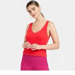 NWT A New Day Red Knit Sweater Tank Top thumbnail 10
