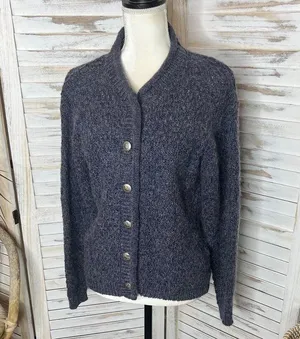 ALPS APPAREL VINTAGE M Mohair Wool Knit Button Front Sweater Cardigan Gray 90s thumbnail 5
