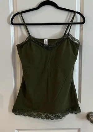 Alexa Rae Camisole‎ Top Large Lace Trim Green Size M thumbnail 1