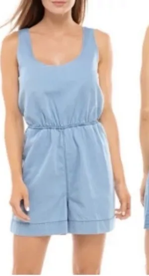 NWOT French Connection Chambray Tie Back Romper Light Blue Size Small thumbnail 1