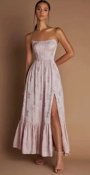 Azazie Pink Floral Dress thumbnail 1