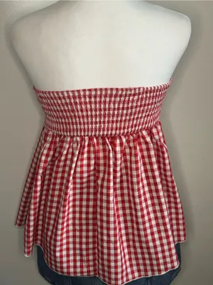 Strapless Red Gingham Tunic Top thumbnail 3