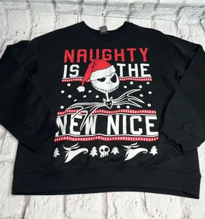 Disney Size XL Sweatshirt Nightmare Before Christmas Black Jack Skellington thumbnail 1
