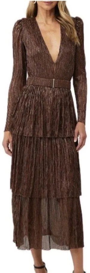 Sabina Musayev Carrie Formal Fall Winter Wedding Guest Long Dress Bronze XS thumbnail 1