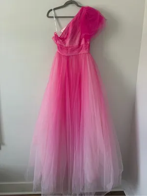 MAC DUGGAL 20377 Hot Pink Ombre Glitter One Shoulder Tulle Ball Gown Prom 6 thumbnail 6