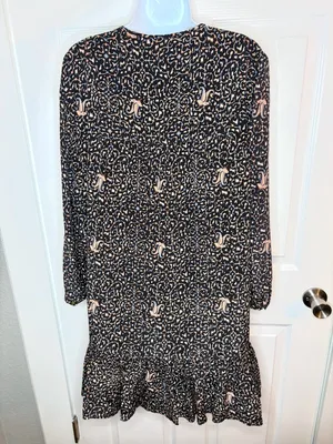 Madewell Silk Fiesta Paisley Tiered Mini Dress Black Tan 10 thumbnail 8