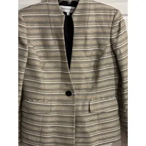 Jones New York Suit Blazer Womens 6 Gold Black Striped‎ Metallic Textured Jacket thumbnail 2