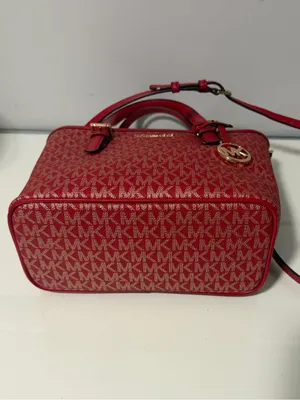 Michael Kors Pink-Red Signature Tote Satchel thumbnail 3