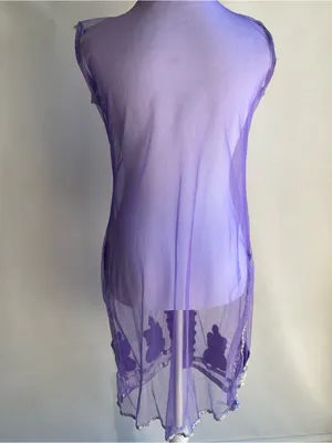 Sheer purple embroidered crystal gem applique embellished genie boho costume thumbnail 5
