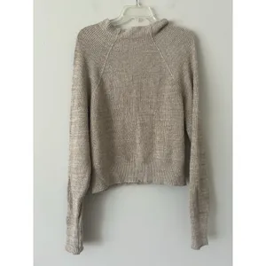 Free People Too Good Heathered Beige Knit Pullover Sweater Size Medium Cozy thumbnail 2