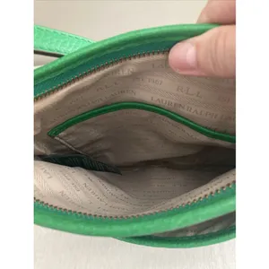 Lauren Ralph Lauren Leather Pebbled Crossbody Green Gold Hardware thumbnail 9