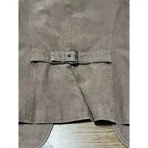 Twiggy London Tan Genuine Leather Button Down Coat Size XS Military Modern City‎ thumbnail 16