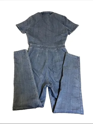 Blashe Denim Skinny Jumpsuit Medium Wash S Coastal Cowgirl Western Chic 70’s thumbnail 9