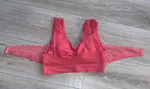 Pink lace Criss cross back lightly padded bra small thumbnail 3