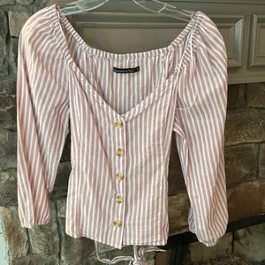 Abercrombie & Fitch Tie Front Stripe‎ Button Front Top, M thumbnail 3
