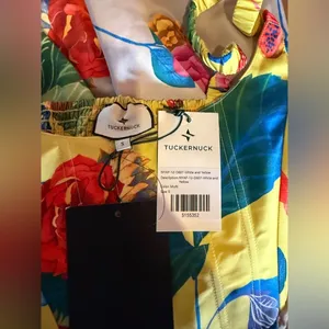Tuckernuck Vivid Jardin Dominique Dress S Multi Yellow Floral Midi NWT thumbnail 7