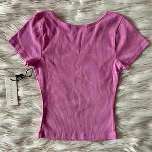Free People Pink Purple Janis Joplin Piece of My Heart Ribbed Baby Tee Crop Top thumbnail 11