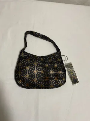 Y & S Original Mini Beaded Shoulder Bag Black Gold Geometric Pattern Y2K NWT thumbnail 7