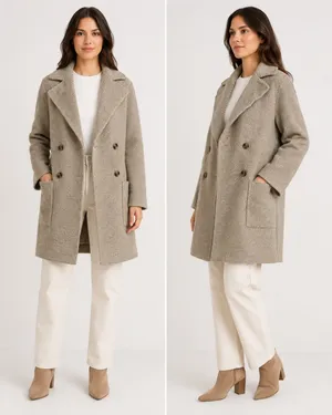 Magnolia Boutique M/L Womens Herringbone Double Breasted Long Coat Quiet Luxury thumbnail 2