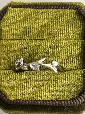 Silver Branch w/ Cubic Zirconia Stainless Steel Statement Band Size 6 thumbnail 2