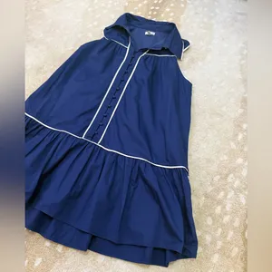 TCEC navy blue button down white accent sleeveless dress women’s size large thumbnail 3