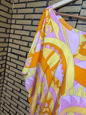 Show me Your MuMu Orange And Pink One Shoulder Flowy Dress Size Medium thumbnail 3