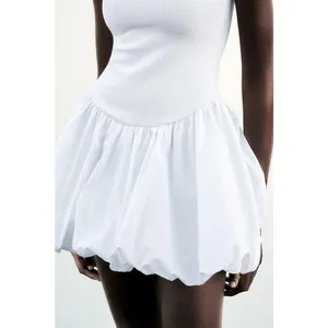 NWT Zara White Bubble Dress Size Small Sleeveless Stretch Drop Waist 4424/151 thumbnail 13