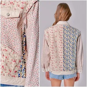 Blank NYC | Floral Patchwork Denim Tucker Jacket, XS thumbnail 3