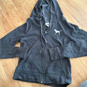 Gray Victorias Secret Pink Zip-Up Hoodie thumbnail 1