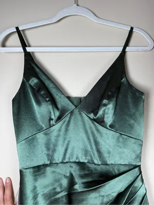 Azazie Shania Satin Bridesmaid Dress Sz 2 Eucalyptus thumbnail 7