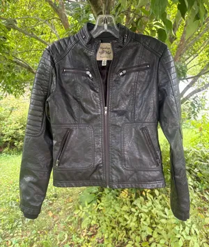 Maralyn & Me Black Faux Leather Quilted Moto Jacket thumbnail 1