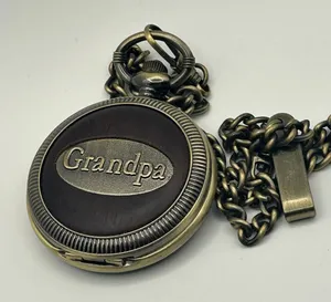Grandpa Bronze Classic Analog Pocket Watch Working New Battery thumbnail 1
