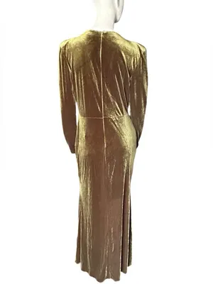 Inewer Stretch Velvet Draped Maxi Dress Green Size 16 NWT thumbnail 4