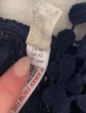 Free People lace scallop navy blue bralette thumbnail 3