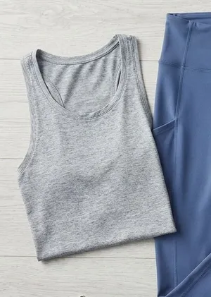 Fabletics Motion365 High Waisted Pocket Leggings Blue‎ Womens Size L 27 Inseam thumbnail 1