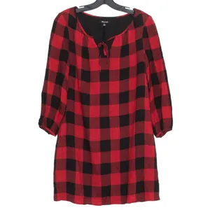 Madewell Womens Dress Wool Blend Buffalo Plaid Long Sleeve Red Black Size XXS FG thumbnail 5