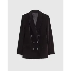 Madewell Peak-Lapel Double-Breasted Blazer in Velvet Classic Black XXS NWT thumbnail 6