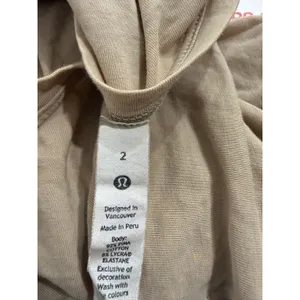 Lululemon Cates Tee Tan Beige Cropped Short Sleeve Pima Cotton‎ Shirt Womens 2 thumbnail 5