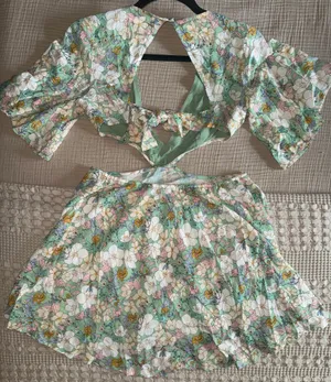 Sky to Moon Floral Green Mini Dress thumbnail 2