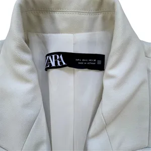Zara Women White Double Breasted Blazer Womens Large Professional Workwear Chic thumbnail 3