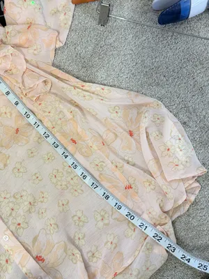 Free People Women’s Cherry Bright Blouse Top Ruffle Neck Sheer in Floral Peach M thumbnail 11
