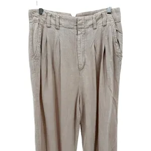 Free People Nothing To Say Pleated Linen Blend Trouser Pants Beige Blush 8 thumbnail 2