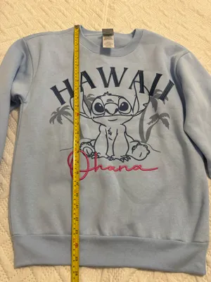 STITCH Disney Women Ohana Hawaii Blue Small Sweatshirt Embroidery thumbnail 3
