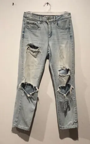 Garage Light Wash Distressed Straight Leg Jeans thumbnail 1
