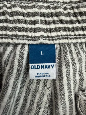 Old Navy Linen Cotton Blend High-Waisted Striped Wide-Leg Pants, Sz Large thumbnail 9