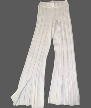 Anthropologie Daily Practice Flare Knit Stretch Sweater Pants/Trousers White S thumbnail 1