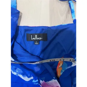 Lulus NWT Women Large Royal Blue Ladean Floral Print Ruffled Wrap Maxi Dress thumbnail 10