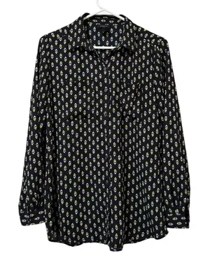 Ann Taylor‎ Factory Women Size Small Long Sleeve Button Down Blouse Polyester thumbnail 1