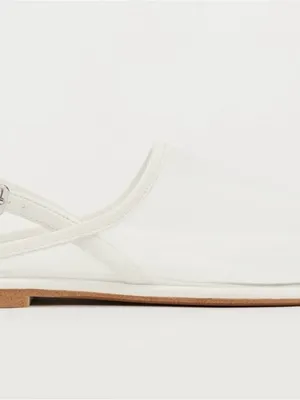 Zara white leather mesh minimalist Slingback flats round toe size 39 thumbnail 2
