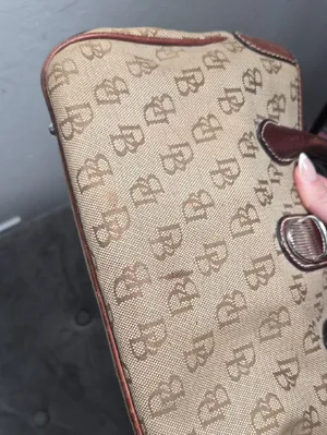 Y2K Dooney & Bourke Purse Brown Monogram wLeather Trim Shoulder Bag Vintage thumbnail 16